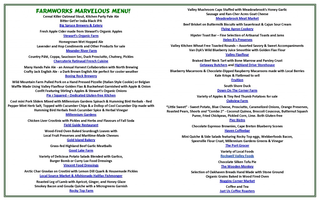 FarmWorks Flavours Menu front 2014_2